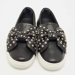 Pre Owned Philipp Plein Black Leather Studded Diana Sneakers Size 33