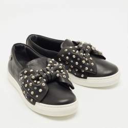 Pre Owned Philipp Plein Black Leather Studded Diana Sneakers Size 33