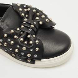 Pre Owned Philipp Plein Black Leather Studded Diana Sneakers Size 33
