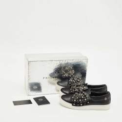 Pre Owned Philipp Plein Black Leather Studded Diana Sneakers Size 33