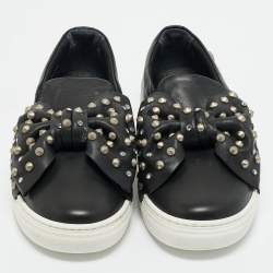 Pre Owned Philipp Plein Black Leather Studded Diana Sneakers Size 34