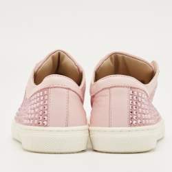 Pre Owned Philipp Plein Pink Leather and Suede Mya Sneakers Size 31