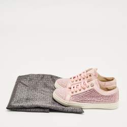 Pre Owned Philipp Plein Pink Leather and Suede Mya Sneakers Size 31