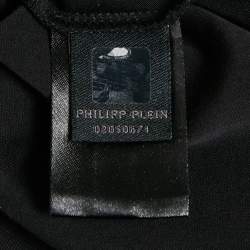 Pre Owned Philipp Plein Junior Black Printed Cotton Stud Detail T-Shirt 6 Yrs