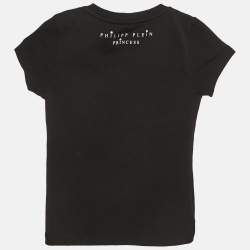 Pre Owned Philipp Plein Junior Black Printed Cotton Stud Detail T-Shirt 6 Yrs