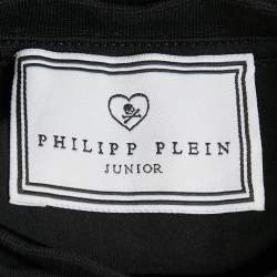 Pre Owned Philipp Plein Junior Black Printed Cotton Stud Detail T-Shirt 6 Yrs