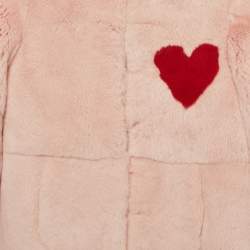 مملوكة مسبقًا Philipp Plein Junior Pink Heart Detail Real Fur Coat 10Yrs 