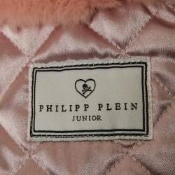 مملوكة مسبقًا Philipp Plein Junior Pink Heart Detail Real Fur Coat 10Yrs 