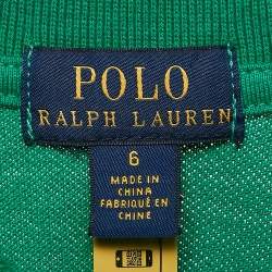 Pre Owned Polo Ralph Lauren Green Logo Embroidered Cotton Pique Polo 6 Yrs