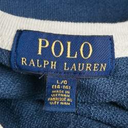 Pre Owned Polo Ralph Lauren Kids Blue/Grey Embroidered Jersey T-Shirt 14/16 Yrs