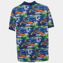 Polo Ralph Lauren Kids Blue/Multicolor Printed Cotton Polo T-Shirt XL (18-20)