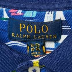 Polo Ralph Lauren Kids Blue/Multicolor Printed Cotton Polo T-Shirt XL (18-20)