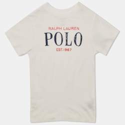 Pre Owned Polo Ralph Lauren Kids White Logo Print Jersey T-Shirt 3 Yrs