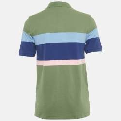 Pre Owned Polo Ralph Lauren Boys Green Big Pony Striped Cotton Polo T-Shirt 18-20 Yrs