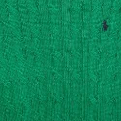 Pre Owned Polo Ralph Lauren Kids Green Cable Knit Sweater 8Yrs