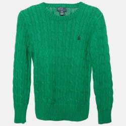Pre Owned Polo Ralph Lauren Kids Green Cable Knit Sweater 8Yrs