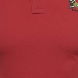 Pre Owned Polo Ralph Lauren Boys Red Pique Long Sleeve Polo T-Shirt L/16-18Yrs 