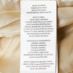 Pre Owned Polo Ralph Lauren Chamois Cream Bead Embellishment Leather Fringed Jacket 8-10 Yrs 