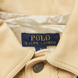 Pre Owned Polo Ralph Lauren Chamois Cream Bead Embellishment Leather Fringed Jacket 8-10 Yrs 