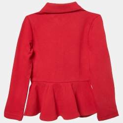 Pre Owned Polo Ralph Lauren Kids Red Cotton Knit Polo Collar Peplum Top 2 T