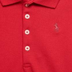 Pre Owned Polo Ralph Lauren Kids Red Cotton Knit Polo Collar Peplum Top 2 T