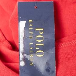 Pre Owned Polo Ralph Lauren Kids Red Cotton Knit Polo Collar Peplum Top 2 T