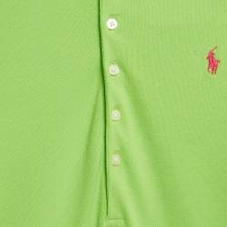 Polo Ralph Lauren Green Pique Cotton Pleated Polo Dress L 12-14 Yrs 