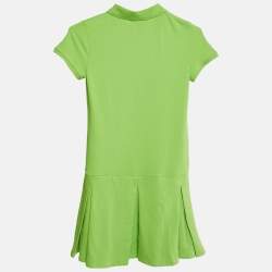 Polo Ralph Lauren Green Pique Cotton Pleated Polo Dress L 12-14 Yrs 
