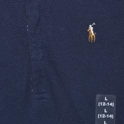 Pre Owned Polo Ralph Lauren Kids Blue Cotton Pique Pleated Polo Dress 12/14 Yrs  