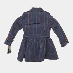 Polo Ralph Lauren Kids Navy Blue Striped Cotton Trench Coat 4 Yrs 