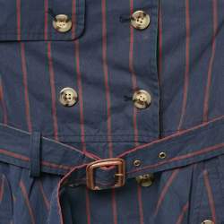 Polo Ralph Lauren Kids Navy Blue Striped Cotton Trench Coat 4 Yrs 