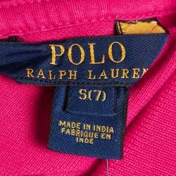 Pre Owned Polo Ralph Lauren Kids Pink Cotton Pique Pleated Polo Dress 7 Yrs