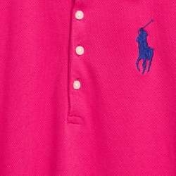 Pre Owned Polo Ralph Lauren Kids Pink Cotton Pique Pleated Polo Dress 7 Yrs