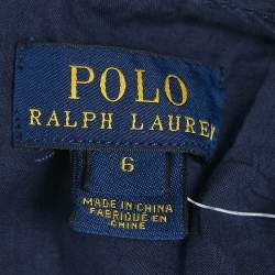 Polo Ralph Lauren Kids Blue Eyelet Cotton A-Line Dress 6 Yrs 