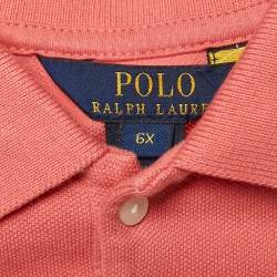 Pre Owned Polo Ralph Lauren Kids Pink Pique Cotton Pleated Polo Dress 6 Yrs 