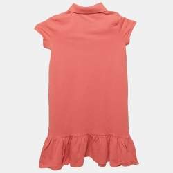 Pre Owned Polo Ralph Lauren Kids Pink Pique Cotton Pleated Polo Dress 6 Yrs 