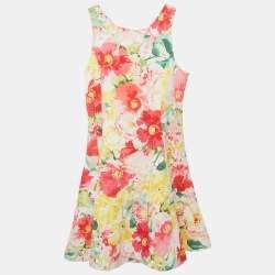 Pre Owned Polo Ralph Lauren Kids Pink/Yellow Floral Print Cotton Dress 6 Yrs