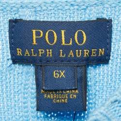 Pre Owned Polo Ralph Lauren Kids Blue Cable Knit Long Sleeve Sweater 6Yrs