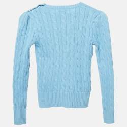Pre Owned Polo Ralph Lauren Kids Blue Cable Knit Long Sleeve Sweater 6Yrs
