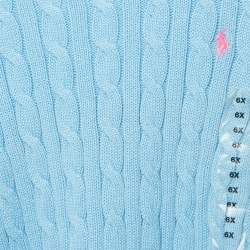 Pre Owned Polo Ralph Lauren Kids Blue Cable Knit Long Sleeve Sweater 6Yrs
