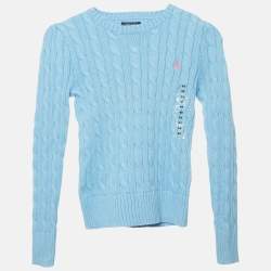 Pre Owned Polo Ralph Lauren Kids Blue Cable Knit Long Sleeve Sweater 6Yrs