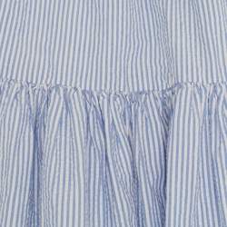 Pre Owned Polo Ralph Lauren Kids Blue Striped Cotton Ruffled Dress 6Yrs
