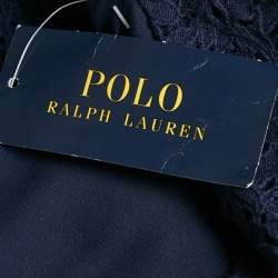Pre Owned Polo Ralph Lauren Kids Blue Lace Belted Dress 12Yrs