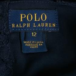 Pre Owned Polo Ralph Lauren Kids Blue Lace Belted Dress 12Yrs