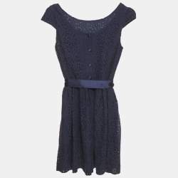 Pre Owned Polo Ralph Lauren Kids Blue Lace Belted Dress 12Yrs