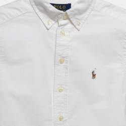 Pre Owned قميص بولو رالف لورين أبيض قطن أزرار أمامية 6-7 سنوات