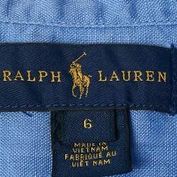 Pre Owned قميص بولو رالف لورين أزرق كتان أزرار أمامية 6 سنوات