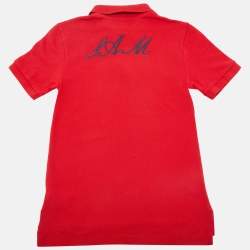 Pre Owned Polo Ralph Lauren Kids Red Embroidered Cotton Pique Polo T-Shirt 8 Yrs