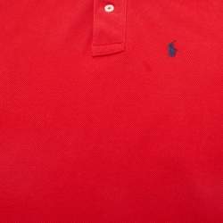 Pre Owned Polo Ralph Lauren Kids Red Embroidered Cotton Pique Polo T-Shirt 8 Yrs