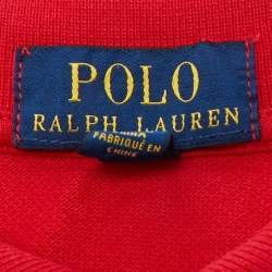 Pre Owned Polo Ralph Lauren Kids Red Embroidered Cotton Pique Polo T-Shirt 8 Yrs